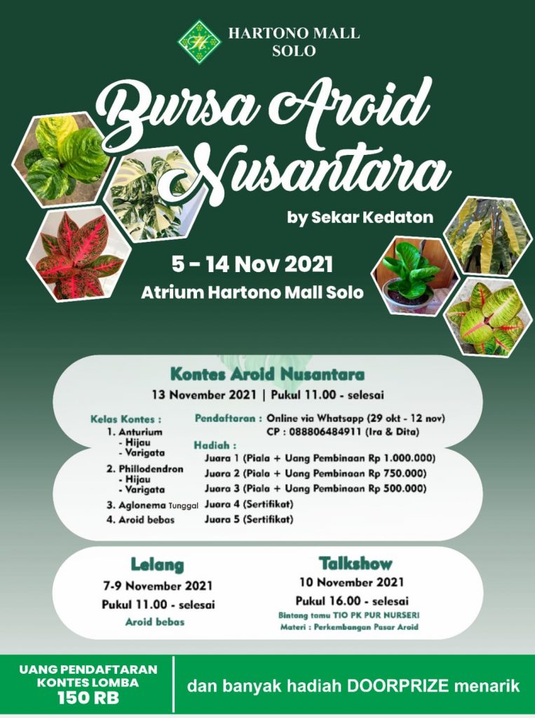 Poster acara Bursa Aroid Nusantara di Hartana Mall